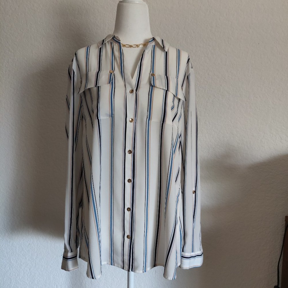 Charter Club Striped Collared Blouse